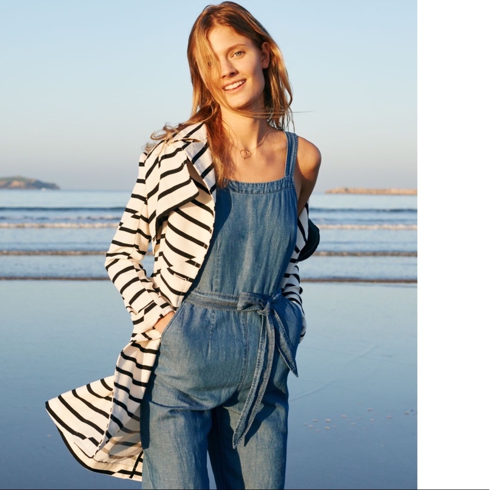 Madewell Muralist Chambray Crop Jumpsuit Blue 0